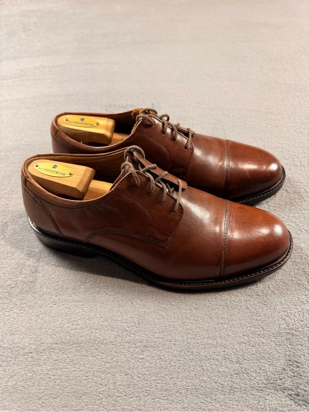 Johnston & Murphy Brown Leather Cap-Toe Derbys